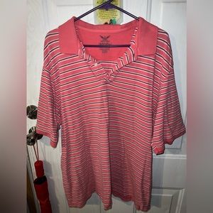 Faded glorymens polo 3XL short sleeve coral orange white and black 100% cotton